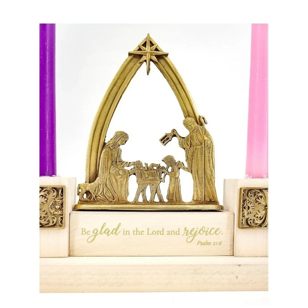 Abbey Press Holy Family Advent Candle Holder Nativity Christmas Decor AD147